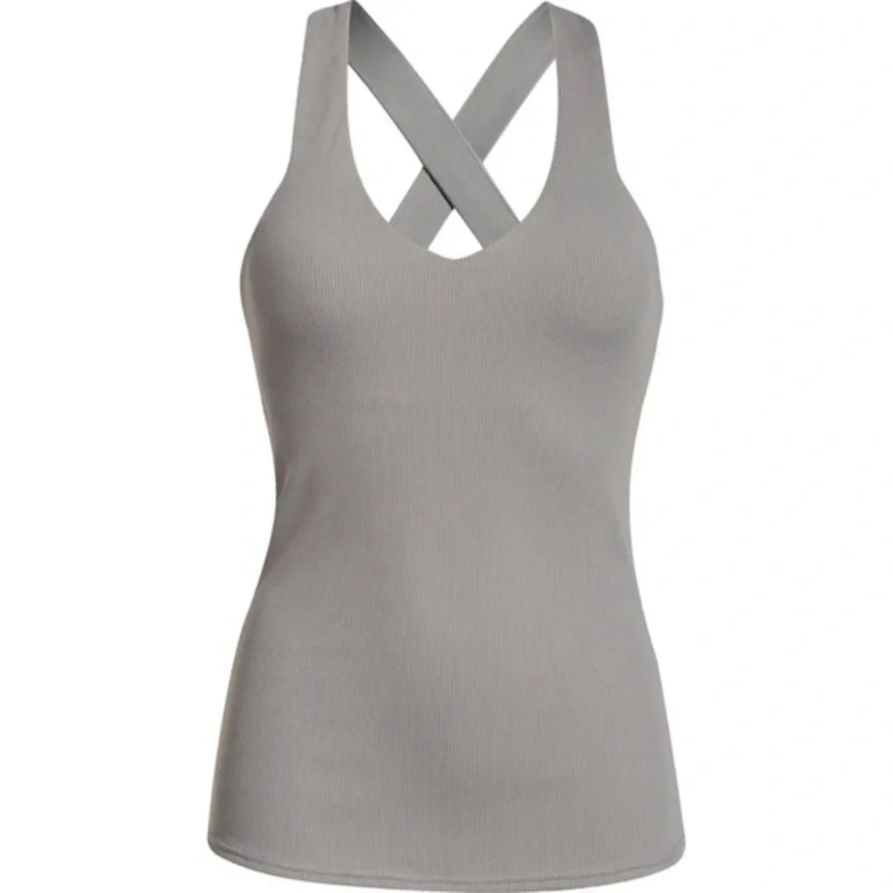Alo Yoga Elevate Ribbed Crossover Tank Shadow‎ Grey Size Small